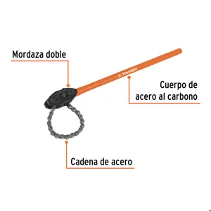 Llave de cadena tipo caimán uso pesado, mango de 28