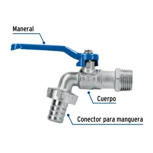 Llave de esfera de latón, 115 gr, entrada 1/2