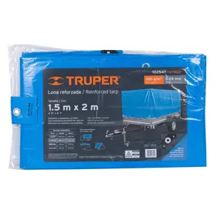 Truper Lona reforzada, 1.5 x 2 m, azul