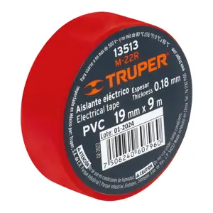 Cinta de aislar de 9 m x 19 mm, roja, Truper