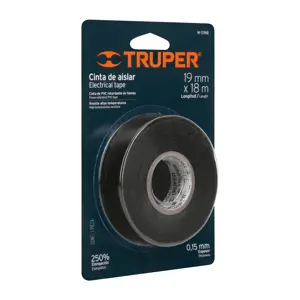 Cinta de aislar de 18 m x 19 mm, negra en blíster, Truper