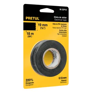 Cinta de aislar de 18 m x 19 mm, negra en blíster, Pretul