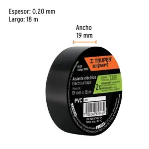 Cinta de aislar 19mm x 18m Truper Expert