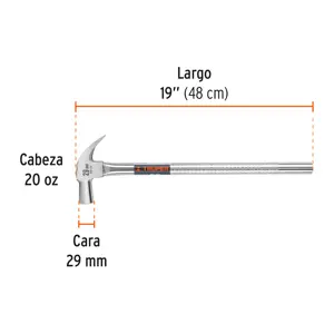 Martillo cabeza cónica 29 mm uña curva, mango tubular,TRUPER