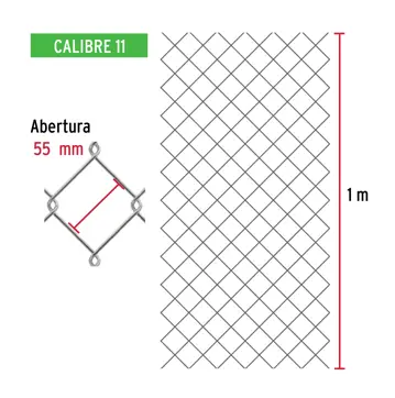 Fiero Rollo 20 m x 1 m malla ciclónica calibre 11 abertura 55 mm