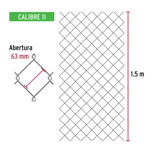 Fiero Rollo 20 m x 1.5 m malla ciclónica calibre 11 abertura 63 mm