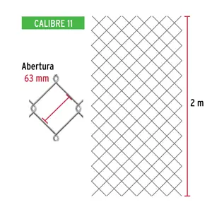 Fiero Rollo 20 m x 2 m malla ciclónica calibre 11 abertura 63 mm