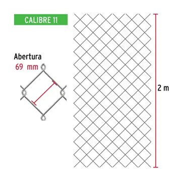 Fiero Rollo 20 m x 2 m malla ciclónica calibre 11 abertura 69 mm