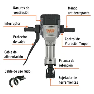 Martillo demoledor HEX 30 kg 62 J 2000 W, Truper Expert