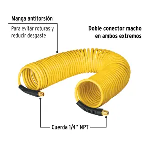 Manguera para compresor, tipo resorte, 15.2m x 1/4