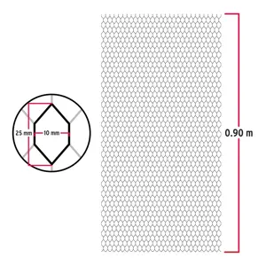 Fiero Rollo malla plafón 0.90 x 22m cal.26, abertura 10x25mm, 8kg