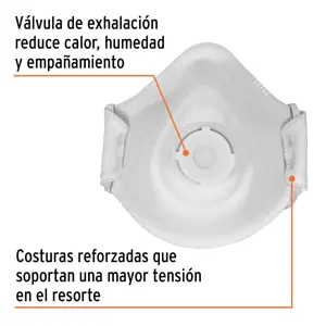 Respirador N95 con válvula para polvos y partículas, Truper