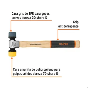 Martillo 35 mm con caras suaves intercambiables, Truper Grip