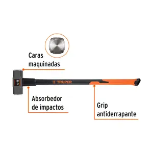 Marro octagonal 10 lb, mango fibra de vidrio 36