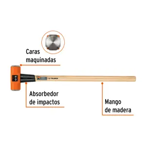 Marro octagonal 12 lb, mango de madera 36