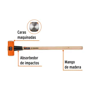 Marro octagonal 14 lb, mango de madera 36