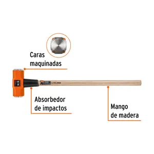 Marro octagonal 16 lb, mango de madera 36