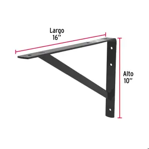 Ménsula de acero reforzada negra 10 x 16