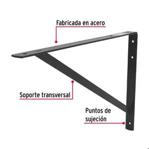 Ménsula de acero reforzada negra 13 x 20