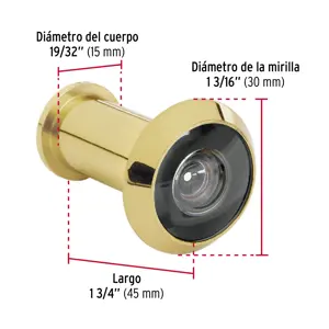 Mirilla de seguridad acabado latón, Hermex