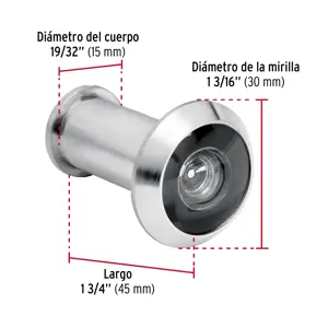 Mirilla de seguridad acabado cromo mate, Hermex