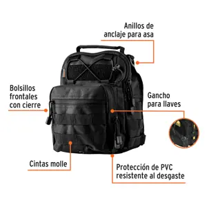 Mochila táctica multiusos negra, Truper