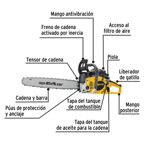 Motosierra 52 cc a gasolina con barra de 20