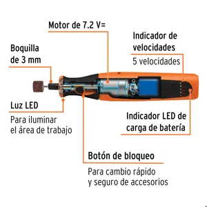 Herramienta rotativa inalámbrica 7.2V, TRUPER PRO