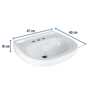 Lavabo cerámico con rebosadero, blanco, FOSET