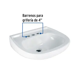 Lavabo cerámico con rebosadero, blanco, FOSET