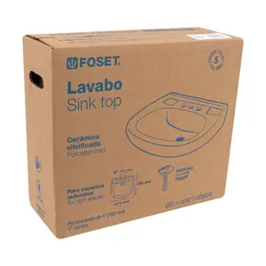 Lavabo cerámico con rebosadero, marfil, FOSET