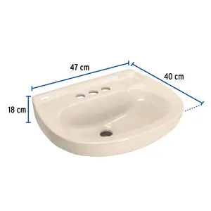 Lavabo cerámico con rebosadero, marfil, FOSET