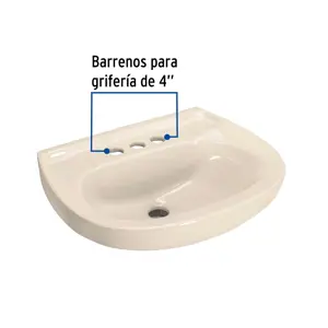 Lavabo cerámico con rebosadero, marfil, FOSET