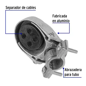 Mufa con abrazadera para tubo 1/2