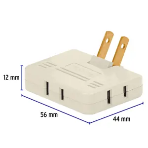 Multicontacto triple,tipo bisagra,entradas laterales,Volteck