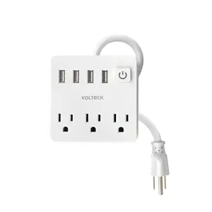 Volteck Multicontacto 16 AWG doméstico 3 entradas 4 ptos USB, blanco