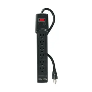 Volteck Multicontacto 16 AWG 6 entradas 2 ptos. USB sup. 150J, negro