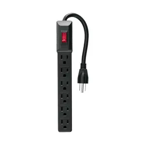 Volteck Multicontacto 16 AWG doméstico económico 6 entradas, negro