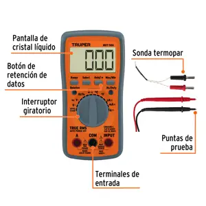 Truper Multimetro profesional con RMS verdadero y auto rango