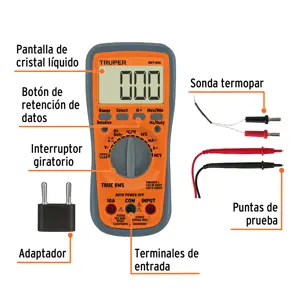 Truper Multímetro profesional con RMS verdadero y auto rango Deluxe