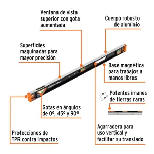 Nivel profesional magnético de 36