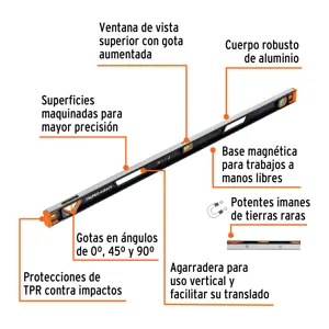 Nivel profesional magnético de 48