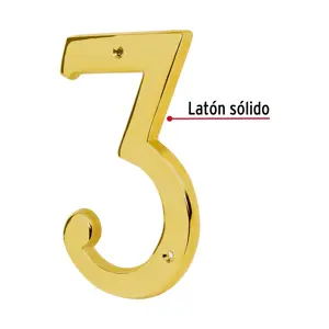 Número 3 de latón sólido 4