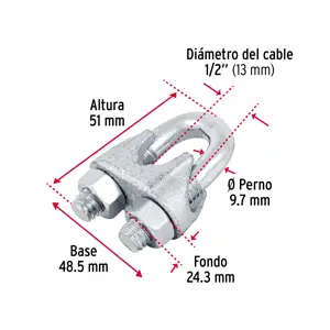 Blíster c/1 nudo (perro) de hierro p/cable de 1/2