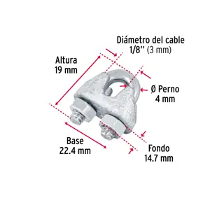 Blíster c/2 nudos (perros) de hierro p/cable de 1/8