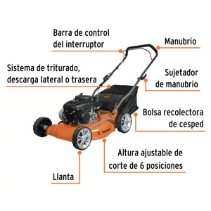 Podadora con motor a gasolina de 4 HP, 18