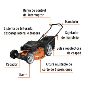 Podadora con motor a gasolina de 6 HP, 22