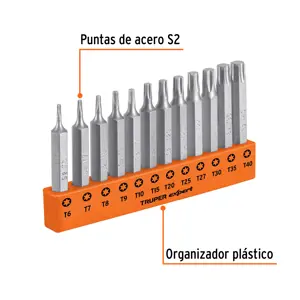 Juego de 12 puntas torx combinadas largo 2