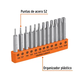 Juego de 12 puntas torx combinadas c/seguro largo 2