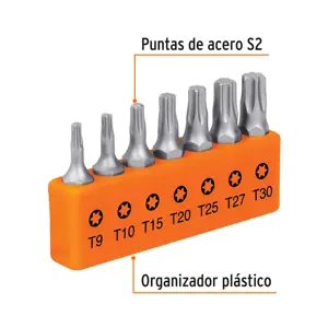 Juego de 7 puntas torx combinadas largo 1